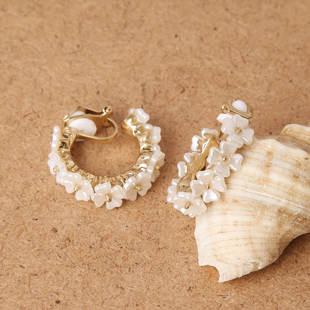 Golden Yellow Floral Women's Ear Clips